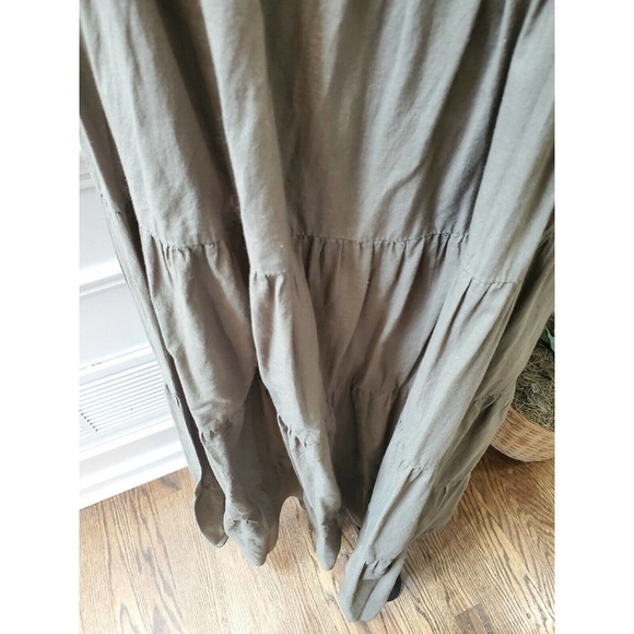 Mudd Women's Solid Brown 100% Cotton Off the Shoulder Long Maxi Dress Size Small - Picture 4 of 11